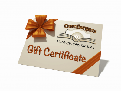 Buy Omnilargess Gift certificate to register for Private Photography Lessons, any workshops or Rental Fees!