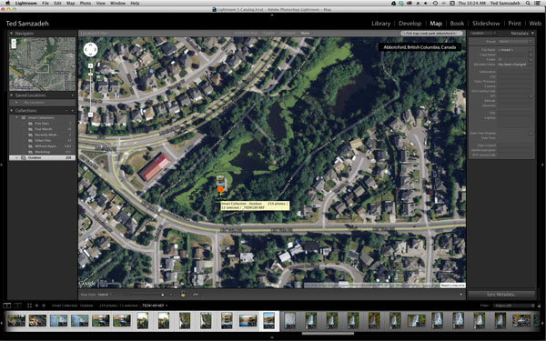 Lightroom map finds the location using Google Map